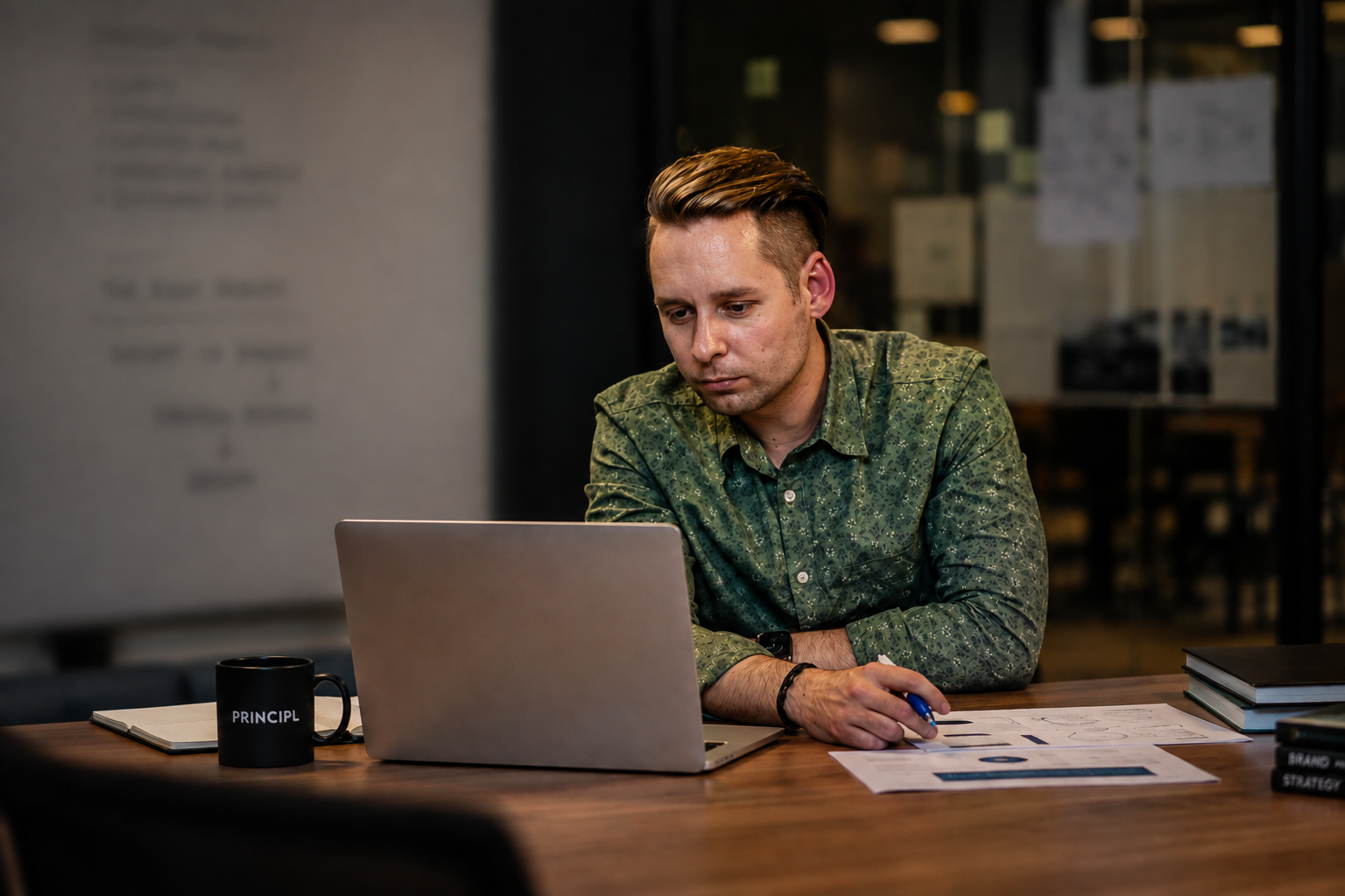 Christopher Krause, founder of PRINCIPL, working through strategy during a session